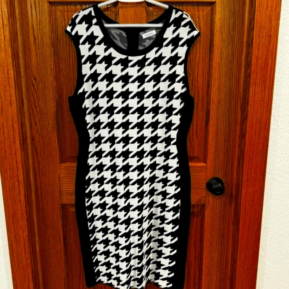 EUC Calvin Klien Hound Tooth Dress SZ XL